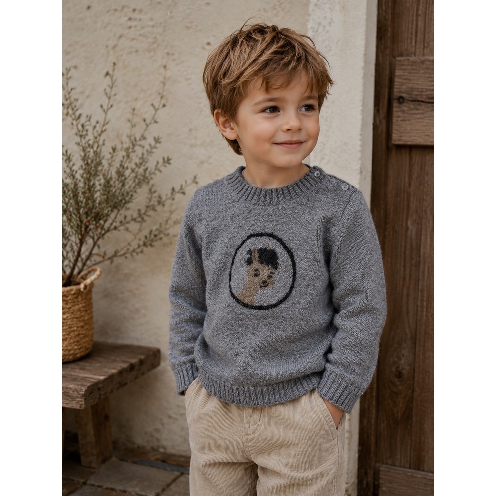 Anntarah Alpaca Paco Sweater Shoulder Button Gray Knit Size 4 Kids